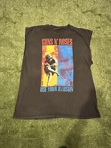 VINTAGE 90s GUNS N ROSES “USE YOUR ILLUSION” CONCERT BROCKUM Black Shirt - Picture 1 of 9