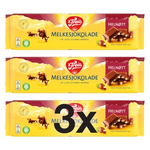 3x Freia Helnøtt Melkesjokolade 200g - Norwegian Chocolate - Picture 1 of 3