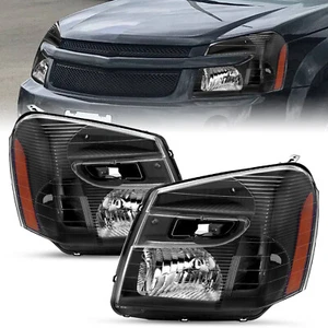 2Pcs For 2005-2009 Chevy Equinox Headlights Black Amber Corner Headlamp Pair - Picture 1 of 6