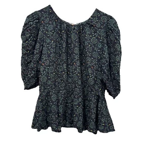 Meadow Rue By Anthropologie Size Medium M Smocked Puff Sleeve Floral Top Blouse - Picture 1 of 8