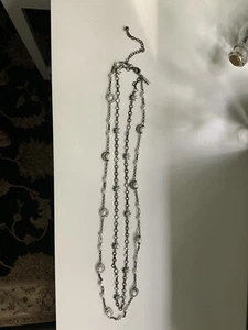 WHBM Faux Pearl And Crystal Moon Double Strand Necklace NWOT! - Picture 1 of 4