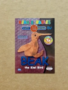 Ty Beanie Babies Collector Card - BEAK The Kiwi Bird - Blue - 4211 - Series 2 EU - Picture 1 of 1