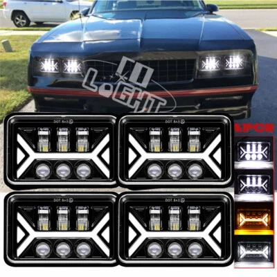 Faros LED de haz alto/bajo 4 piezas para Chevrolet Monte Carlo SS 1980-1988 4x6" DRL Foto 1 de 4