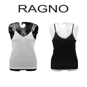 Top classico con spalline, cotone, Bianco - Nero, Filo di Scozia 2819E Ragno - Picture 1 of 11