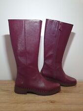 Fitflop Knee High Flat Zip Up Boots Studs Burgandy Red Uk Size 5