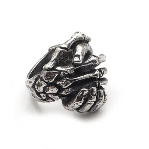 Gothic Skull & Humen Handshaking Ring Edelstahl Skelett Biker Punk Ring - Bild 1 von 8