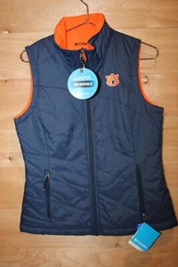 Auburn Tigers Columbia Puffer Vest Womens Medium Reversible Blue Orange Full Zip - Picture 1 of 9