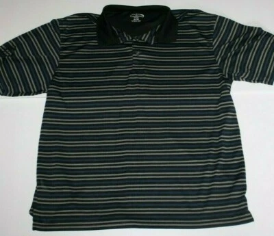 Champion Tour Men's Polo Golf Shirt Size XL Black Striped Buttons Short Sleeves - Image 1 of 4
