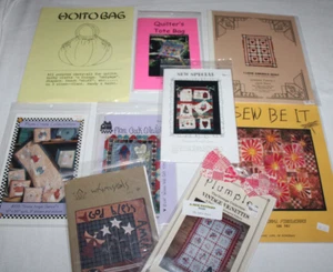 9 sewing patterns regular or lap quilts pillow wallhanging tote bag crafts lot - Picture 1 of 11