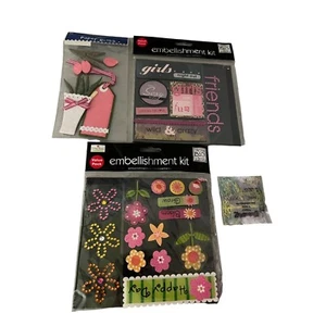 Lot of Embellishments Stickers Girls Night Out Pink Tulips Happy Day Fiberz - Picture 1 of 5
