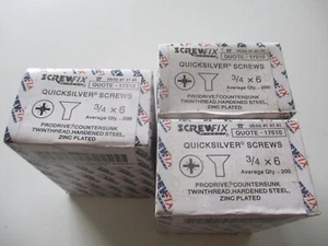 600 x Screwfix 3/4" x 6 Quicksilver Prodrive Countersunk Screws 3 Boxes x 200 - Picture 1 of 9
