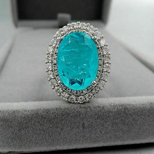 Vintage 925 Sterlingsilber Paraiba Turmalin Edelstein Verlobungsring Geschenk Ro - Bild 1 von 9
