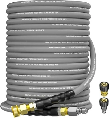 Manguera para lavadora a presión de 100 pies 3/8" 4500 PSI cable trenzado resistente a las torceduras manguera de alimentación Foto 1 de 4