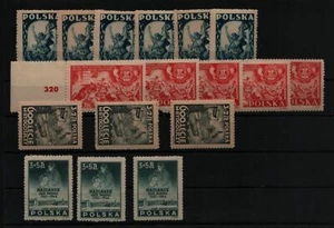 Poland 1946 - Mi No. 427, 434, 435 & 436 ** - MNH - Defects / Faults - Picture 1 of 1