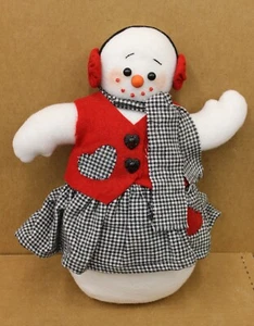 primitive handgefertigte Volkskunst Schneemann oder Frau Puppe 13 & 1/2 Zoll groß - Bild 1 von 4