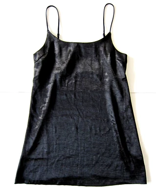Silence + Noise Black Satin Spaghetti Strap Lingerie Slip Dress Large - Image 1 of 4
