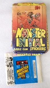1974 Topps Monster Initial Sticker Set Box + Wrapper Combo - Picture 1 of 2