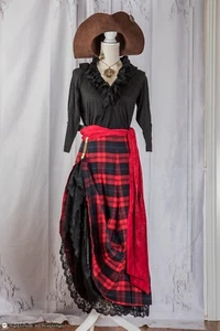 Plaid Pirate Outfit Woman’s Medium Costume Celtic Peasant Renaissance Festival - Picture 1 of 8