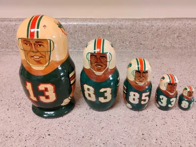 Juego completo de 5 muñecas rusas de anidación de los Miami Dolphins de colección (Dan Marino) Foto 1 de 4