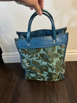 VINTAGE MOD 1960s BOHO TAPESTRY Floral Flower Power TOTE PURSE BAG Luggage MCM - Image 1 of 4