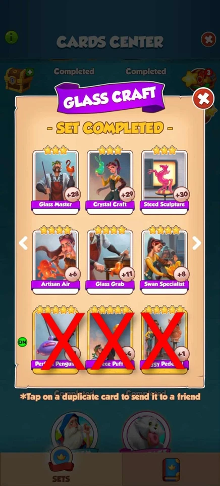 Glass Craft Set - Coin Master (1 Each All Non-Gold Cards) - Image 1 of 1