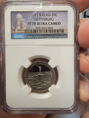 2011 S Proof GETTYSBURG Clad Quarter NGC PF70 Ultra Cameo  - Image 1 of 2