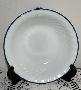 CORELLE ENHANCEMENTS White Swirl Cobalt Blue Rim Soup Salad Cereal Bowl (7-1/4") - Picture 1 of 10