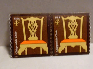 SCOTT STAMP # 3761 CHIPPENDALE CHAIR 4 CENT COIL PAIR - 2007 - MNH - Picture 1 of 1