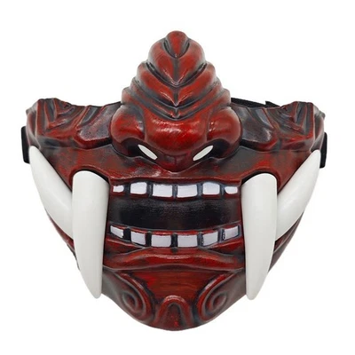 Hot Oni Samurai Halloween Mask Tactical CS Horror Half Face Mask for Cosplay ﻿ - Image 1 of 4