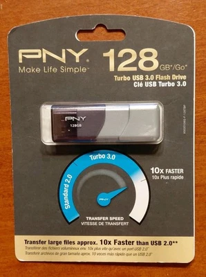 PNY - Turbo  128GB USB 3.0  Flash Drive, Silver - Image 1 of 2