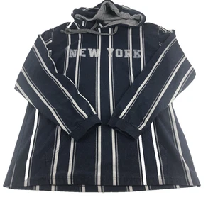 New York Men's Hoodie XL  Sweatshirt Retro Vertical Stripe Blue White V.A.L.A. - Picture 1 of 9