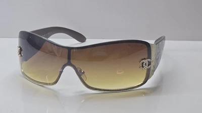 Vintage Y2K Authentic Chanel Sunglasses Brown Shield Wrap - Image 1 of 4