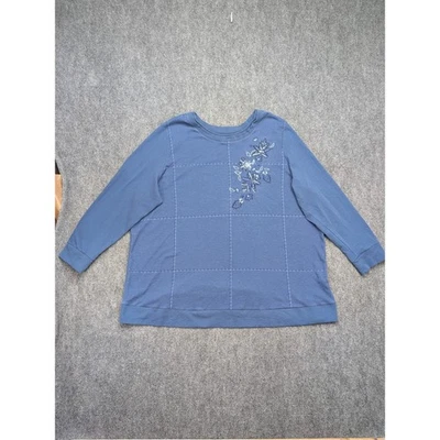 Woman Within 2X 26/28 Floral Embroidered Top Casual Blouse Boho Artsy Feminine - Image 1 of 4