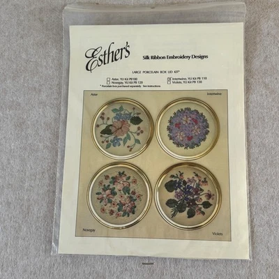 Kit de tampa de caixa de porcelana grande design bordado fita de seda Esther's entrelaçada vintage - Imagem 1 de 2