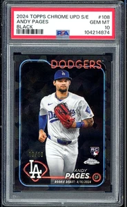 Andy Pages 2024 Topps Chrome Sapphire RC Black /10 #108 PSA 10 - Picture 1 of 2