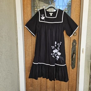 Bechamel L Lg. Large Women's Boho Dress Pullover Size L Blue Pockets - Picture 1 of 5