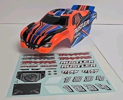 Fits Traxxas Rustler 2wd-- Complete Orange Clipless Mount Body 3734-ORNG    - Image 1 of 4