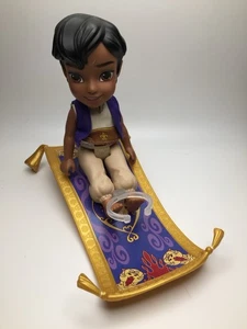 Disney Petite Aladdin Jointed 6'' Doll & Carpet 2pc Collectible Toy Figure Lot - Picture 1 of 2
