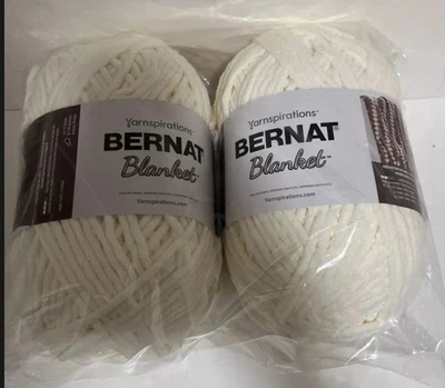 Lot of 2 Bernat Blanket Yarn #6 Super Bulky Vintage White 220 yds Each - Image 1 of 4