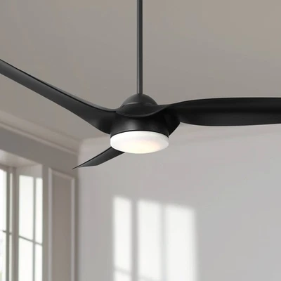 54" Casa Vieja Sierra Matte Black Damp LED Ceiling Fan with Remote - Image 1 of 4