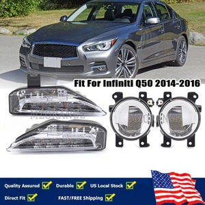 LED DRL Fog Light Turn Signal Indicator Lamp For Infiniti Q50 Sport 2014-2019 - Picture 1 of 22