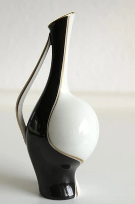 Rosenthal Vase Fritz Heidenreich Schwangere Luise Schwarz/Weiß Gold/Silber 17,5 - Bild 1 von 4