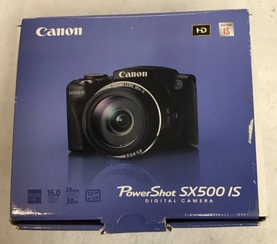 Open Box - Canon PowerShot SX500 IS 16.0 MP Camera - BLACK - 013803156881 - Image 1 of 4