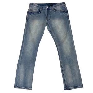 Pantalones de mezclilla Buffalo David Bitton ajustados Ash-X para hombre 34x32 azul descolorido grunge Y2K - Imagen 1 de 14