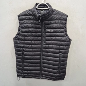 Rab Microlight Down Black Padded Puffer Vest Gilet Bodywarmer Pertex Large #2 - Picture 1 of 7