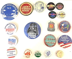 Lote de pines y botones de colección Darth Vader tractores políticos ferroviarios olimpiadas, fumar - Imagen 1 de 6