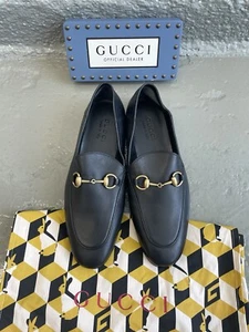 Authentische GUCCI HERREN Jordaan Horsebit Schwarz Leder Slipper Halbschuhe Gr. 6UK - Bild 1 von 13