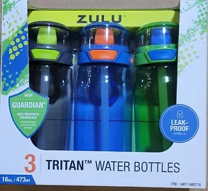 Paquete de 3 botellas de agua ZULU Tritan grises, negras, verdes de 16 oz cada una. - Imagen 1 de 1