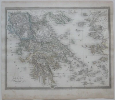 Original 1852 Meyer Map ANCIENT GREECE Lesbos Cyclades Athens Epirus Aegean Sea - Image 1 of 4