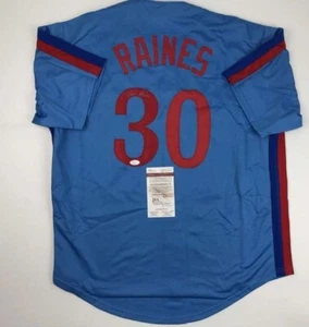 TIM RAINES Montreal Autographed Signed Blue Custom Baseball Jersey JSA COA - Picture 1 of 3